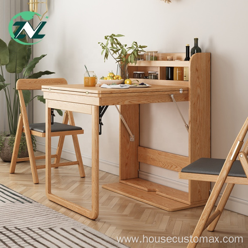 Space-saving Table Wooden Frame Foldable Dining Table